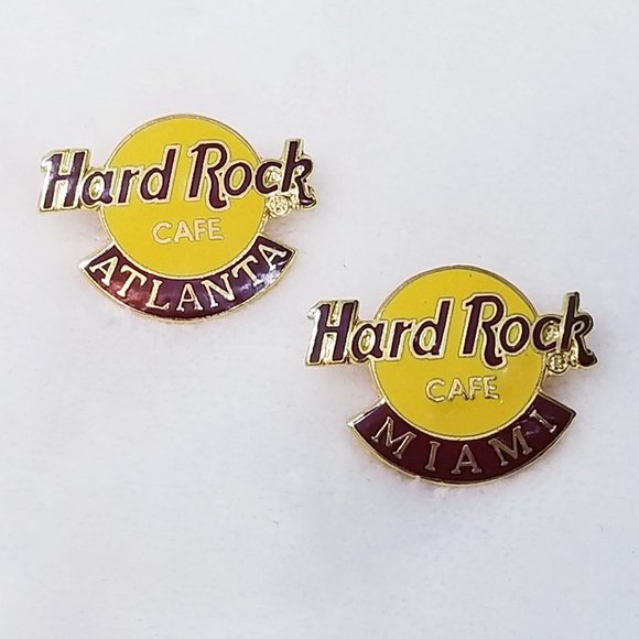 Two Hard Rock Cafe Lapel Pins - Miami and Atlanta - Picture 1 of 5
